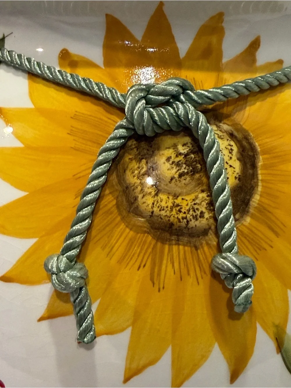 NONNI'S Ceramic Sunflower Yellow Brown Green BISCOTTI Vintage Biscuit Jar W/ Lid